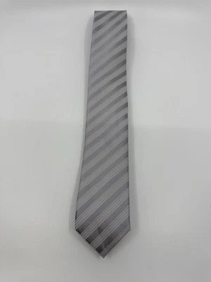 Corbata de cuello Alfani 100 % poliéster a rayas plateada/gris para hombre Foto 1 de 4