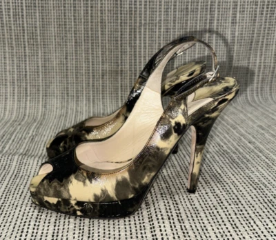 SANDALIAS JIMMY CHOO MULTICOLOR MÁRMOL CUERO PUNTA ABIERTA TACÓN ALTO HONDA Talla 36 Foto 1 de 4