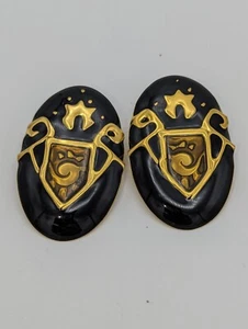 Vintage Berebi Statement Ohrringe schwarz und gold durchbohrt groß - Bild 1 von 3