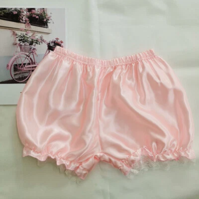 Mujeres Seda Satén Bloomers Encaje Bragas Pantalones Cortos de Seguridad Debajo de la Falda Pantalones Cortos Inferior Foto 1 de 4