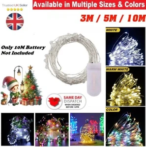 30/100LED Fairy String Lights Micro Rice Copper Wire Xmas Light Battery Operated - Picture 1 of 12