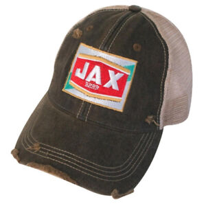 Jax Beer Retro Brand Authentics Distressed Mesh Trucker Cap Hat Brown Snapback