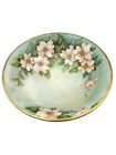 Vintage Pedestal Teal to Green Bowl With Dogwood Flowers And Gilded Trim 