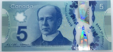 Banknote - 2013 Canada $5 Five Dollar Polymer, P106, Wilkins / Macklem, UNC Cover