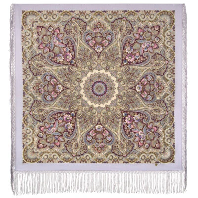 1906-15 Woman's happiness- Pavlovo Posad shawl Merino woolen scarf wrap kerchief — 第 1/3 张图片