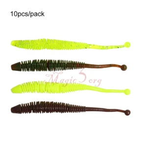 10Pcs Ultra Light Fishing Sandworm Soft Plastic Worm Silicone Bait Lures 3.15" - Picture 1 of 10