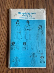 1970s Princess Seams Dress Gown Simplicity 6611 Pattern sz 16 UNCUT - Picture 1 of 6