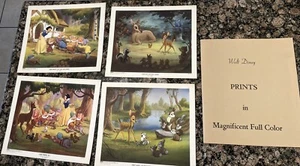 4 Vintage Walt Disney Production Print Lithograph Portfolio Snow White Bambi - Picture 1 of 10