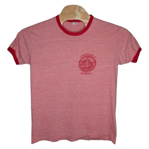 T-shirt vintage anni 70 University of Hawaii Ringer XL 46-48 rossa punto singolo USA - Foto 1 di 9