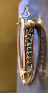 Antiguo Brazalete Victoriano Oro 14k Turquesa Etrusca Bebé Niño - Imagen 1 de 17