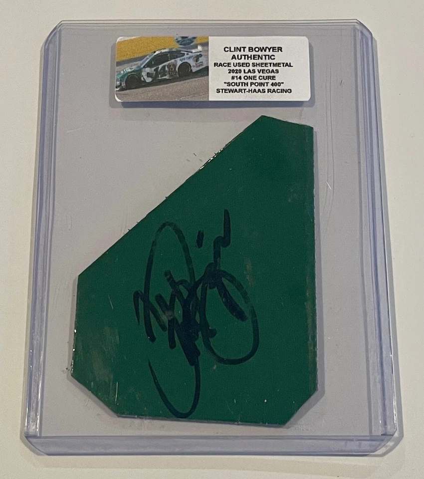 Clint Bowyer Las Vegas SHR 2020 firmado auto carrera usado 2x3 pieza de chapa Foto 1 de 1