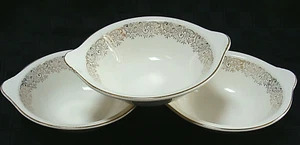 Edwin Knowles China Bowls Gold Trim Semi Vitreous Lug Handle Set 3 Dessert Side - Picture 1 of 9