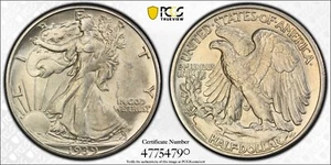 1939 D Walking Liberty Silver Half Dollar. PCGS Unc Details Wheel Mark. SL0115 - Picture 1 of 3