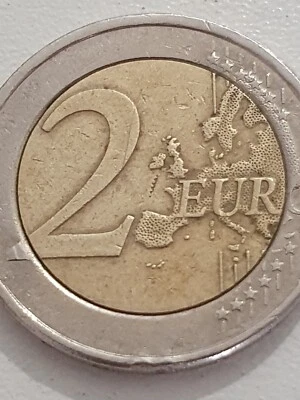 Erreur! Pièce de 2 euro 2008 Chypre. Rareté. Piece avec defaut. - Photo 1/4