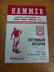 26/12/1974 West Ham United V Tottenham Hotpsur  (Team Changes)