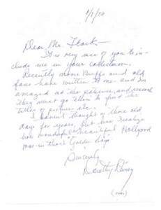 Dorothy Revier D.1993 Actress Silent Films Signed Letter