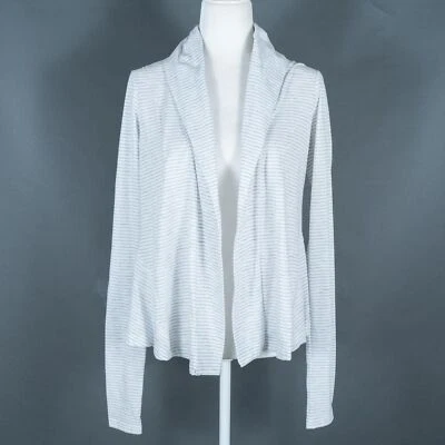 Theory Cotton/Poly Blend Gray/White Stripes Lightweight Shrug Cardigan - SZ P/TP - Image 1 of 4
