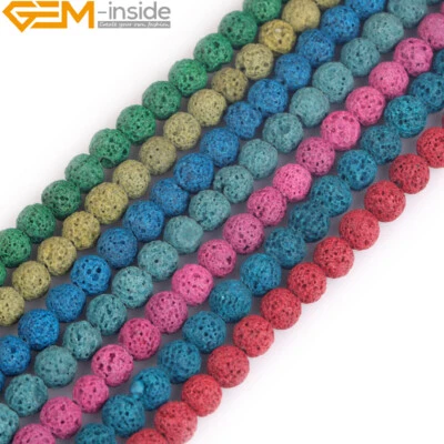 Ball Volcanic Lava Sponge Round Loose Beads For Jewelry Making 15" Wholesale 8mm - Image 1 of 4