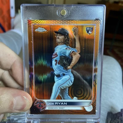 2022 Topps Chrome black and orange refractor Joe Ryan rookie card /25 - Image 1 of 4