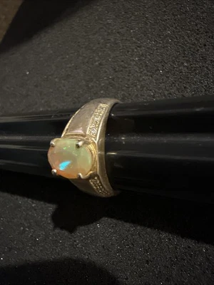 Винтажный опал серебро кольцо SiZE 9 1/4 действительно хороший камень 3 g общий вес - Изображение 1 из 4