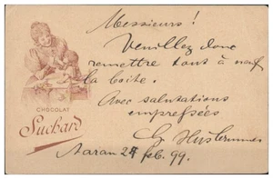 XX1100/ Chocolat Suchard Schweiz Ganzsache AK 1899 Werbung - Picture 1 of 2