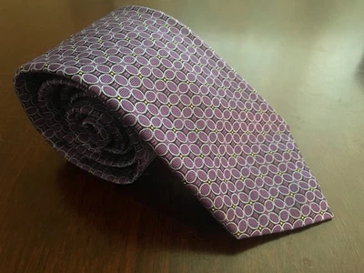 "Corbata Charles Tyrwhitt London para hombre púrpura diseñador geométrico 100 % seda 3,25"" x 61""" Foto 1 de 4