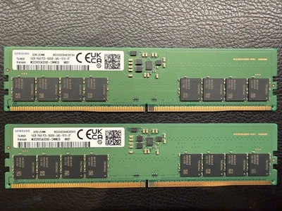 32GB - 2x Samsung 16GB 1Rx8 PC5-5600B DIMM DDR5 Non-ECC 288-Pin Desktop Memory - Image 1 of 3