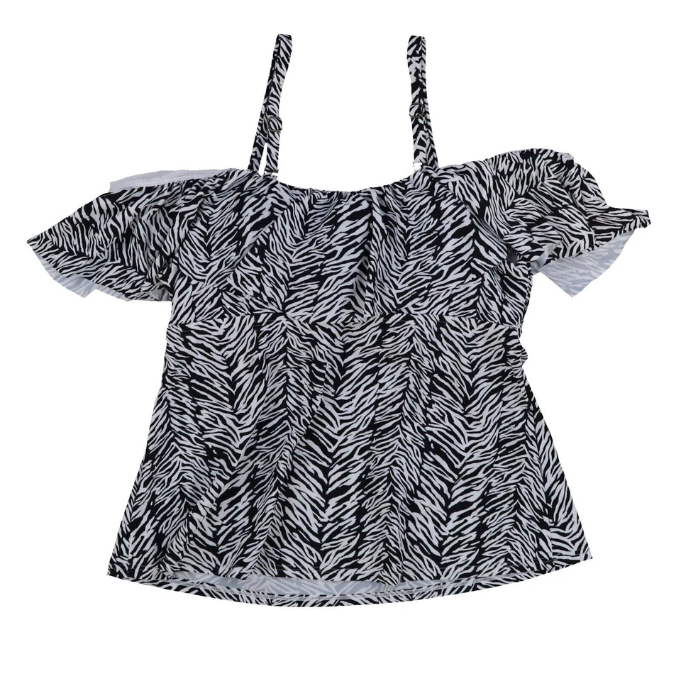 Nuevo traje de baño Island Escape para mujer talla grande con volantes fuera del hombro Foto 1 de 1