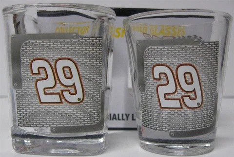 R/R Kevin Harvick #29 Collector Shot Glass 2-Pack NASCAR Ships Free Cover