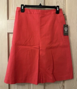 Vince Camuto A-Linien Rock Plissee vorne gefüttert Stretch Gr. 2 Knielang Koralle Neu mit Etikett - Bild 1 von 9