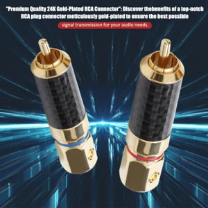 2Pairs HiFi Adapter Rhodium Plated RCA Plug Carbon Fiber ​Connector Soldered DIY - Picture 1 of 20