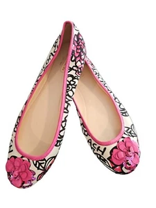 Coach Poppy Adessa Satin Graffiti Ballat Flats Size 9B. C00150 - Picture 1 of 9