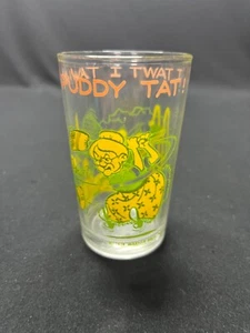 Vaso de jugo Sylvester & Piolín - Warner Brothers 1974 - 4,5" de alto - Imagen 1 de 5