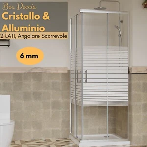 BOX DOCCIA RETTANGOLARE IN CRISTALLO 70X90 CABINA BAGNO APERTURA ANGOLARE 2 LATI - Foto 1 di 12