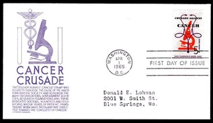 1263 5c Crusade Against Cancer FDC Anderson purple cachet Apr 1, 1965 - Picture 1 of 1