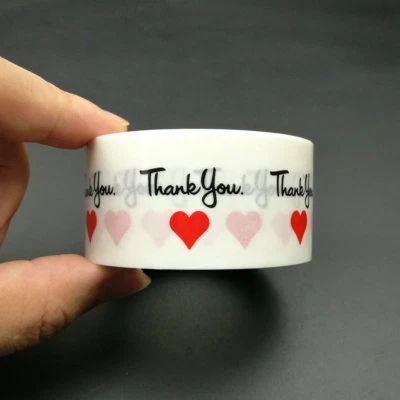 500pcs Total Per Roll Transparent Thank you with red Heart Sealing Sticker 30mm - Image 1 of 4