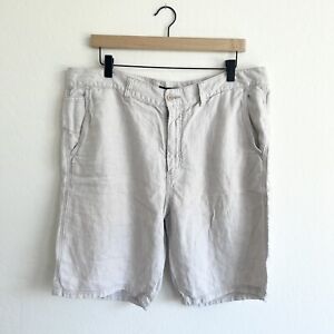 JOHN VARVATOS Tan 100% Linen Flat Front Shorts Men's Sz 36 Summer