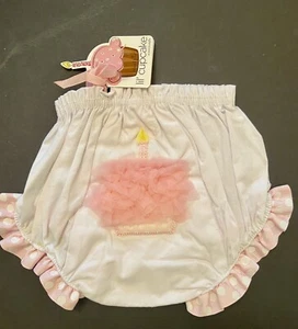 NWOT Infant Girls 0-6 mo MUD PIE “Lil Cupcake” White Cotton DIAPER COVER Ruffles - Picture 1 of 3