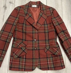 Blazer a Cuadros de Lana Peerless Of Boston Años 60’s 70’s De Colección Rojo Verde Para Mujer Talla 15 Pequeño - Imagen 1 de 11