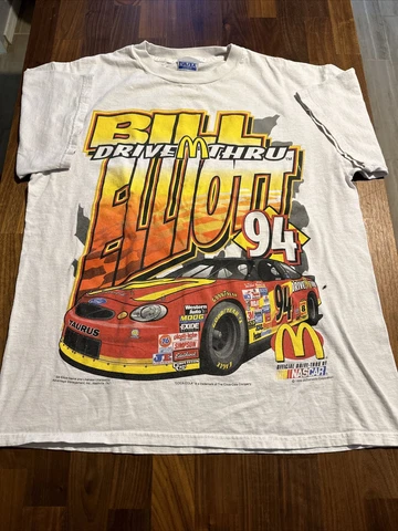 Vintage Bill Elliott T-shirt 1999 McDonald's Drive-Thru Crew NASCAR #94 Size LG Cover
