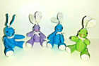 Set of 4 Tiny Movable Articulated Bunnies Rabbits Easter Colorful