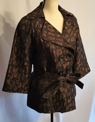 Vintage Leopard Animal Print Jacket Peacoat Size M Audrey Hepburn 50s Style - Image 1 of 4