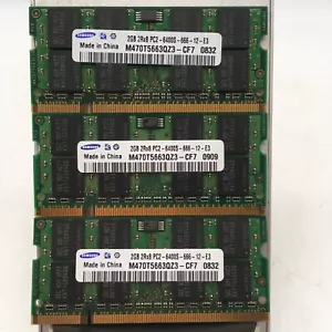 3x Samsung m470t5663qz3-cf7 2GB DDR2 SoDimm Non ECC PC2-6400 800Mhz RAM - Picture 1 of 2