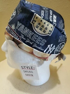 New York Yankees (retro) MLB Men's Skull/Chemo Surgical Scrub Hat/Cap Handmade - Picture 1 of 6