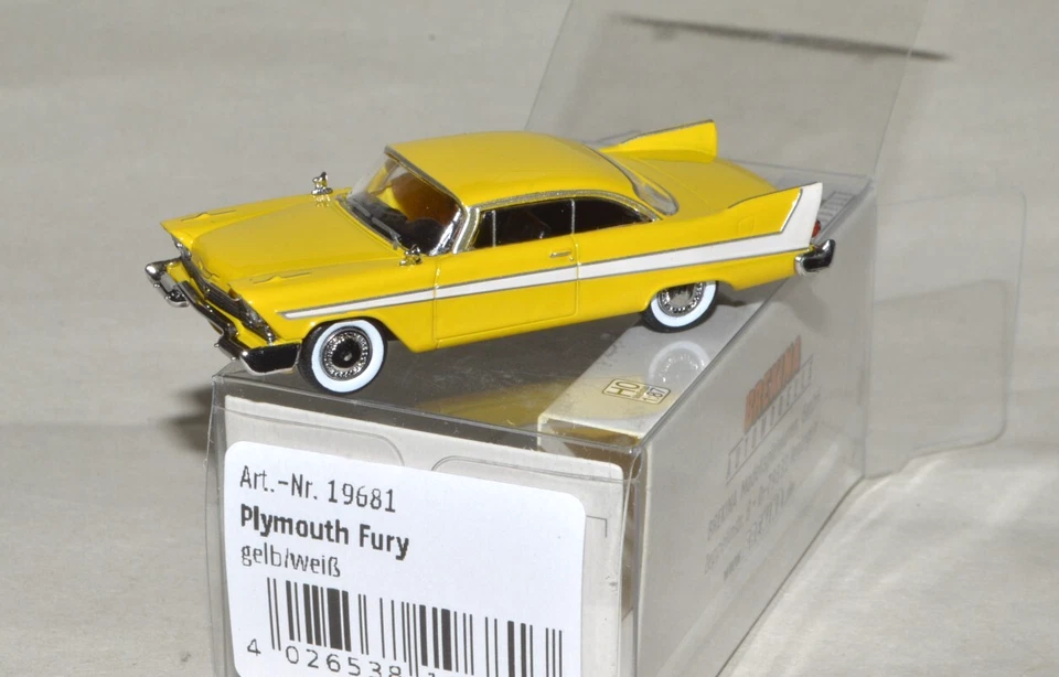 HO scale Brekina 19681 1958 Plymouth Fury YELLOW/WHITE - Image 1 of 1