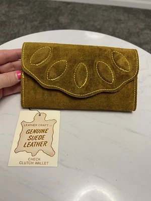 Cartera sin asas de cuero gamuza genuino retro Hong Kong de colección de los años 70 Nuevo de Lote Antiguo Foto 1 de 4