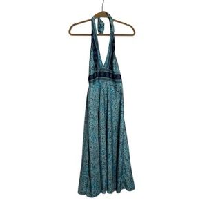 Coline Blue Lightweight Halter Tie V Neck Open Back Sleeveless Dress Size S/M - Picture 1 of 7