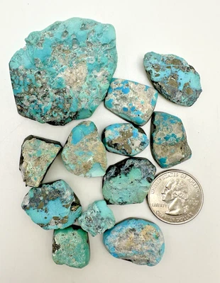 12 Pc. Lot of Partially Finished Natural American Turquoise Cabochons 2.9 Oz. - Image 1 of 4