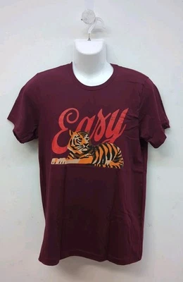 Camiseta Lucy Jaynes Fácil Tigre Estampado Gráfico Cuello Redondo Mangas Cortas M Granate Foto 1 de 4