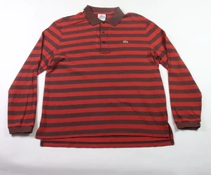 Polo de rugby vintage rojo a rayas manga larga Lacoste grande para hombre talla 5 - Imagen 1 de 10